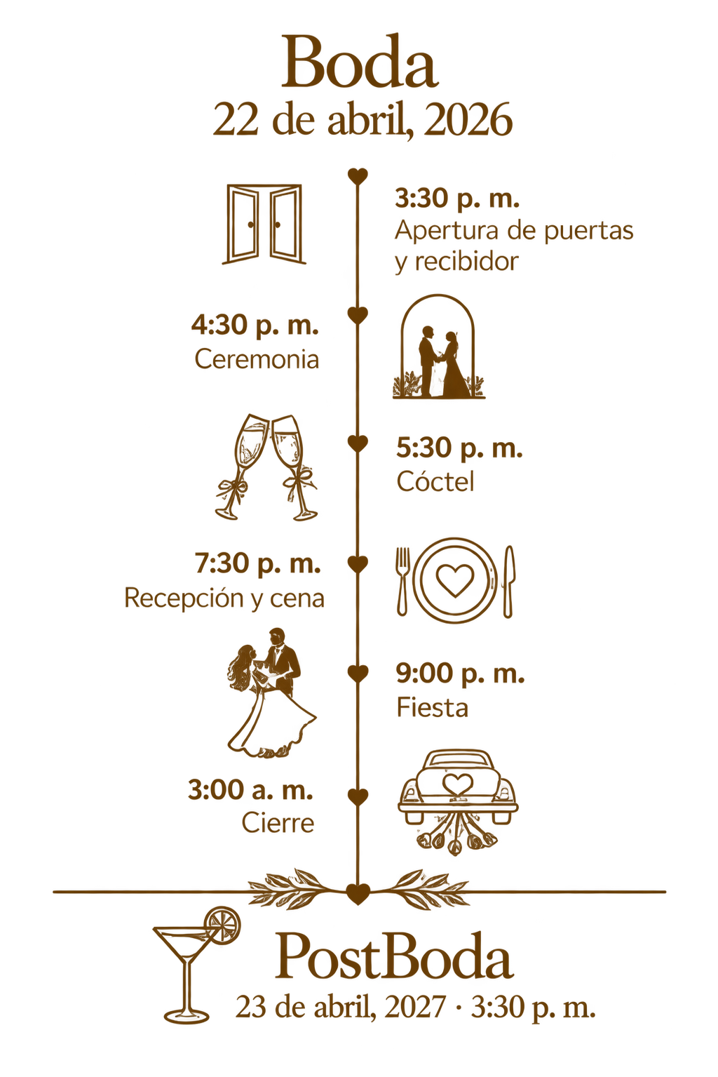Cronograma de Boda en Línea Dorada